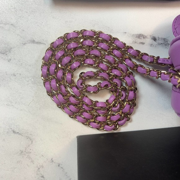 Chanel Purple Heart Bag large 22S CC Lambskin Leather Crossbody Authentic NEW - Picture 9 of 15